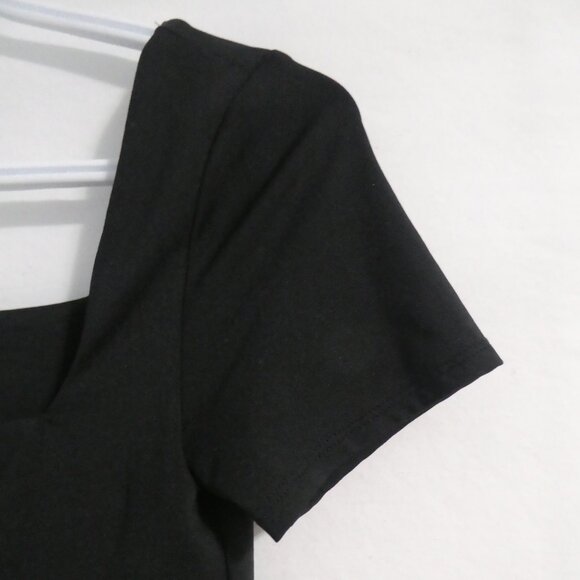 FOREVER 21 | small | Black Womens Y2k Top | Short Sleeve Square Neck Top - Picture 5 of 12